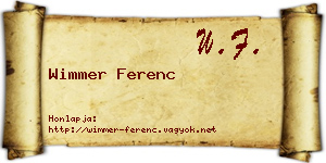 Wimmer Ferenc névjegykártya